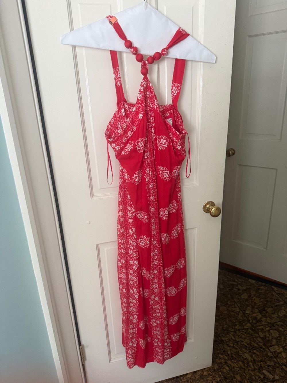 Tuckernuck Hyacinth House Red Floral Wauwinet Maxi Dress Halter Strap Size Small - Picture 5 of 5